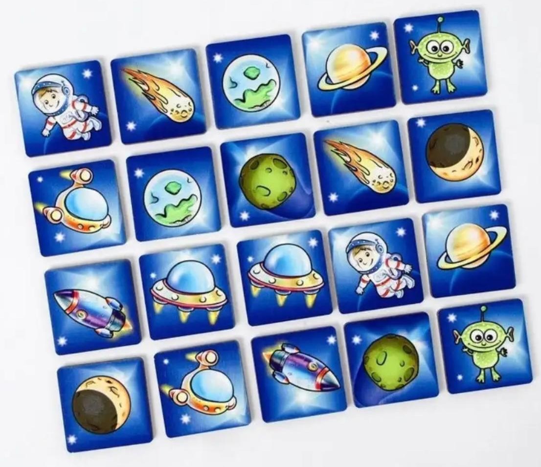 11 карточки Мемо космоса