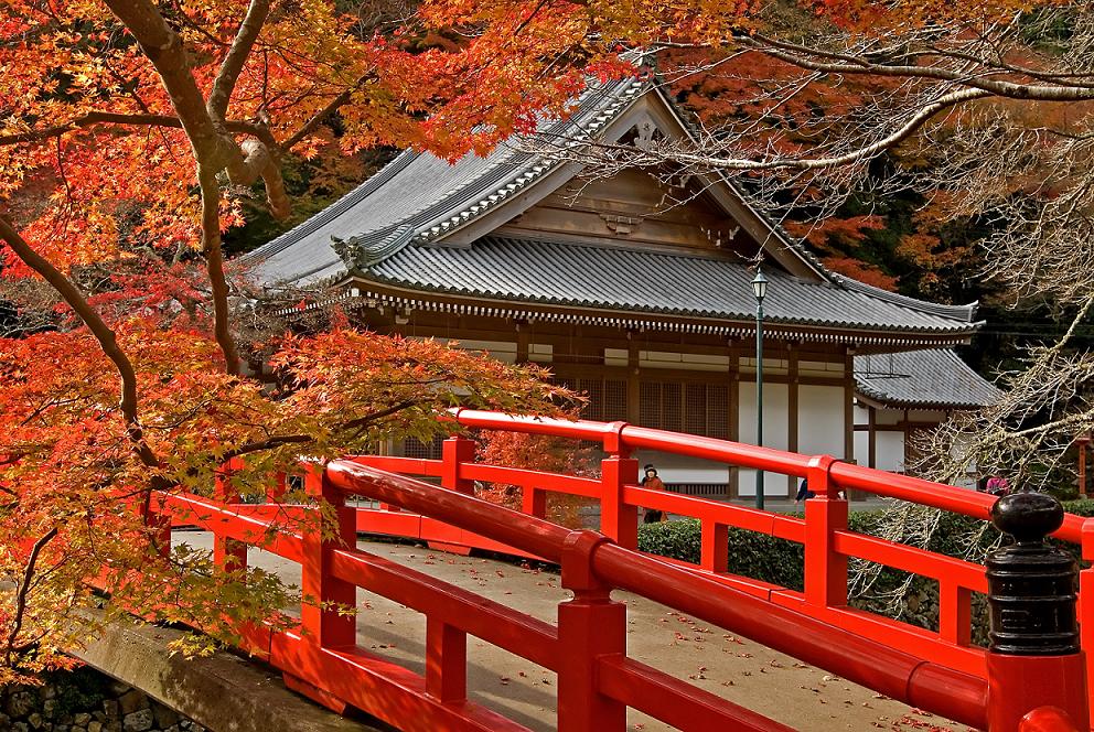 Прекрасный храм осенью Япония